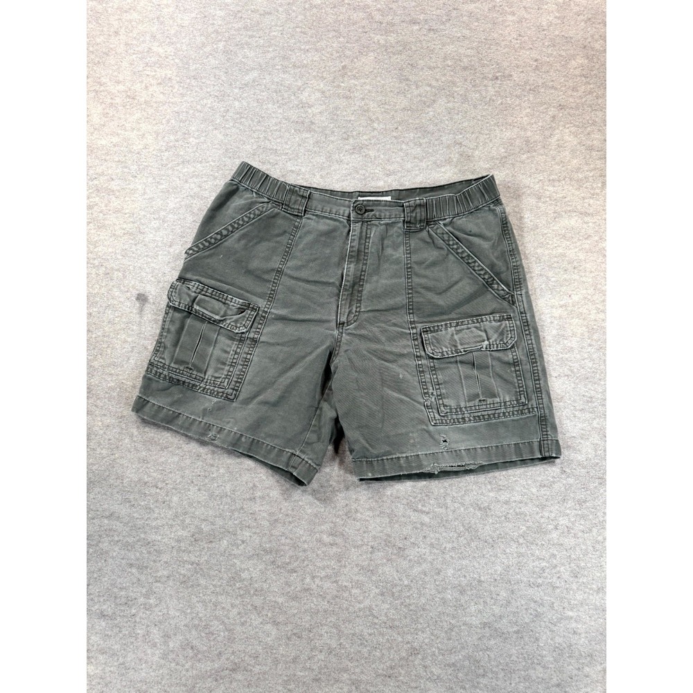 Savane Mens Cargo Shorts 32W Green Mid Rise Utility Outdoor Casual Cotton 7in